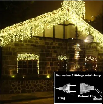 4*0,6 m Gardin Icicle Led String Lys Jul Udendørs Xmas Tree Holiday Guirlander Fe Part Have Hjem Dekorative Lys