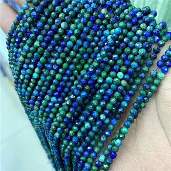 Lille Lille Naturlig Lapis Lazuli Facetslebet Runde Perler 2mm 3mm Blå Perle Sten Løse Perler til gør det selv Smykker at Gøre Armbånd Halskæde