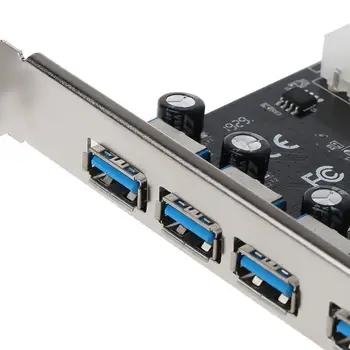 4-Port PCI-E til USB 3.0 HUB port til PCI Express-udvidelseskort-Adapter 5 Gbps Hastighed