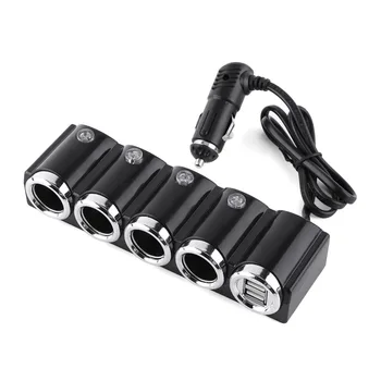 12V/24V USB 4 Way Bil Lighter Stik Splitter Power Charger Adapter