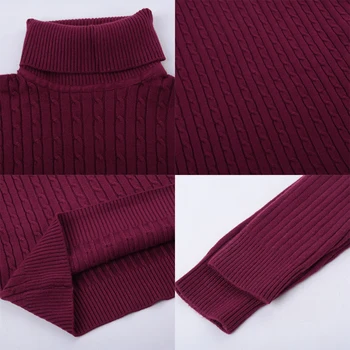 Foråret Varm Turtleneck Sweater Mænd Mode Solid Strikket Herre Trøjer 2020 Casual Mandlige Dobbelt Krave, Slank Pullover
