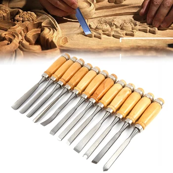 12PCS Diverse Bearbejdning af Træ Udskærings Mejsler Værktøjer Skew Sculpting Værktøj Sæt Træ Udskærings Værktøj Mejsel sæt Knive