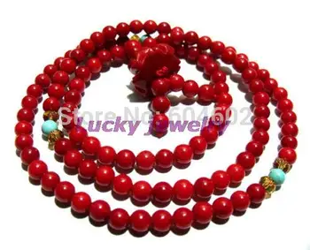 5mm Tibetansk Buddhisme 108 røde Perler lotus Bøn Perler Mala