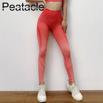 Peatacle 2020 Energi Problemfri Yoga Høj Talje Tights Kvindelige Gradient Sport Fitness Bukser Athletic Fitness Leggings Mave Kontrol