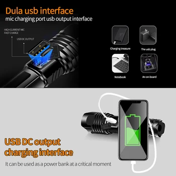 XHP100 Mest magtfulde Ultra Lyse LED Lommelygte Torch USB-Genopladelige Zoomable Taktisk Lys 26650 18650 Batteri Til Camping